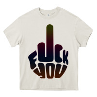 Cream fuck you middle finger Heavy Core Tee - artisFamous