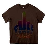 Chocolate Brown fuck you middle finger Heavy Core Tee - artisFamous