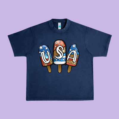 Usa Patriotic Leopard Popsicles Urban Heavy Tee Designed By Jasminsmagicworld