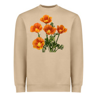 Mushroom California Poppy Flower Heavyweight Sweatshirt - RanaPortraitStore