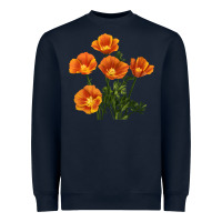 Navy California Poppy Flower Heavyweight Sweatshirt - RanaPortraitStore
