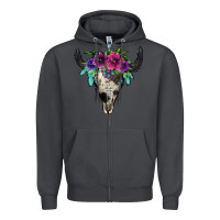 Smoke cowhide bull skull Zipper Hoodie - Jasminsmagicworld