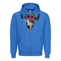 True Royal cowhide bull skull Zipper Hoodie - Jasminsmagicworld