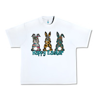 White Happy Easter Urban Heavy Tee - CowhideDigitalArt
