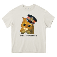 Cat Tama Train Station Master Heavy Core Tee | Teevron