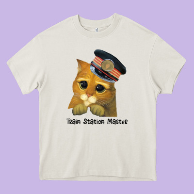 Cat Tama Train Station Master Heavy Core Tee Designed By Artisfamous