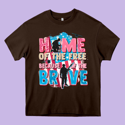 Home Of The Free Because Of The Brave Heavy Core Tee Designed By Fadigitalartstudio