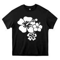 Black hawaiian flower Heavy Core Tee - artisFamous