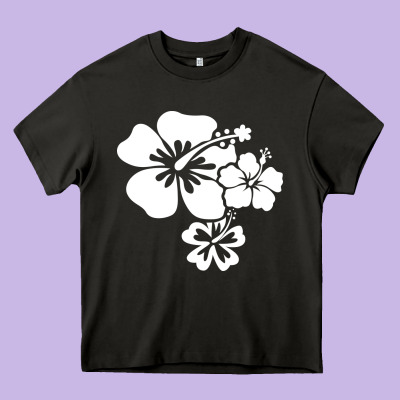 Hawaiian Flower Heavy Core Tee Designed By Artisfamous