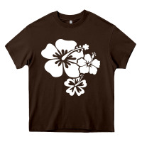 Chocolate Brown hawaiian flower Heavy Core Tee - artisFamous