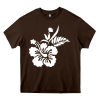 Chocolate Brown hawaiian flower Heavy Core Tee - artisFamous