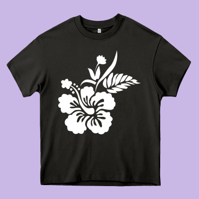 Hawaiian Flower Heavy Core Tee Designed By Artisfamous