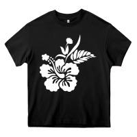 Black hawaiian flower Heavy Core Tee - artisFamous