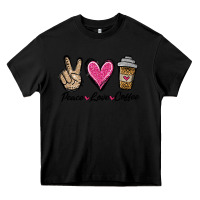Black peace love coffee Heavy Core Tee - Jasminsmagicworld