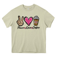 Mossy peace love coffee Heavy Core Tee - Jasminsmagicworld