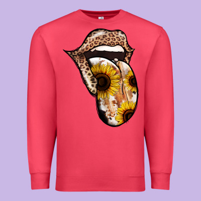 Leopard Sunflower Tongue Premium Sweatshirt Designed By Jasminsmagicworld