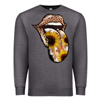 Charcoal Heather Leopard Sunflower Tongue Premium Sweatshirt - Jasminsmagicworld
