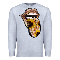 Heather Grey Leopard Sunflower Tongue Premium Sweatshirt - Jasminsmagicworld