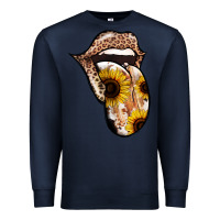 Navy Leopard Sunflower Tongue Premium Sweatshirt - Jasminsmagicworld