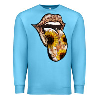 Ocean Blue Leopard Sunflower Tongue Premium Sweatshirt - Jasminsmagicworld