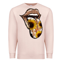 Pale Pink Leopard Sunflower Tongue Premium Sweatshirt - Jasminsmagicworld