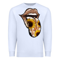 White Leopard Sunflower Tongue Premium Sweatshirt - Jasminsmagicworld
