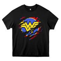 Black tear off wonder woman shield Heavy Core Tee - artisFamous