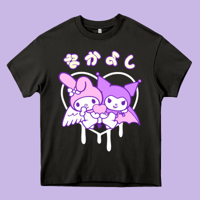Melody And Kuromi Heart Heavy Core Tee Designed By Artisfamous