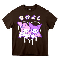 Chocolate Brown melody and kuromi heart Heavy Core Tee - artisFamous