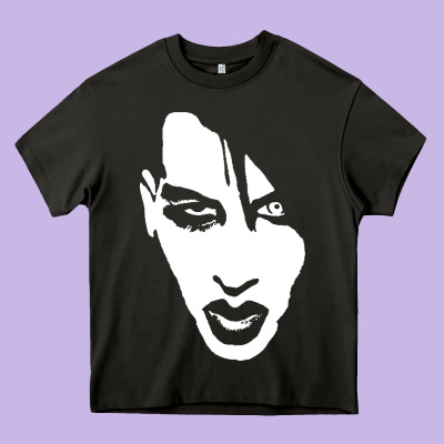 Marilyn Manson Face Heavy Core Tee Designed By Artisfamous