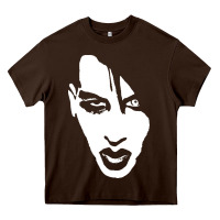 Chocolate Brown marilyn manson face Heavy Core Tee - artisFamous