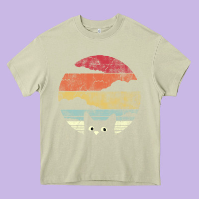 Cat Retro Vintage Style Heavy Core Tee Designed By Artisfamous