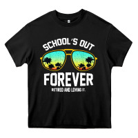 School Out Forever Retired Teacher Retro Summer Heavy Core Tee | Teevron