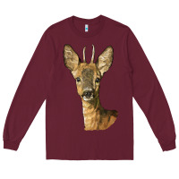 Burgundy Red brocket Deer Head Long Sleeve Tee - LillyAllenDesigns