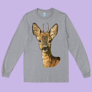 Red Brocket Deer Head Long Sleeve Tee Designed By Lillyallendesigns