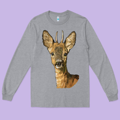 Red Brocket Deer Head Long Sleeve Tee Designed By Lillyallendesigns