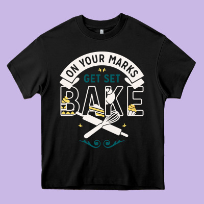 On Your Marks Get Set Bake Heavy Core Tee Designed By Artisfamous