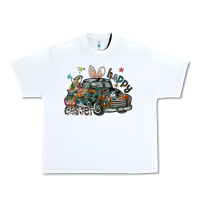 White Happy Easter Urban Heavy Tee - CowhideDigitalArt