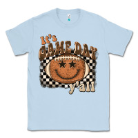 Dusty Blue it's game day y'all football smiley face Classic Tee - BarkalooDesign