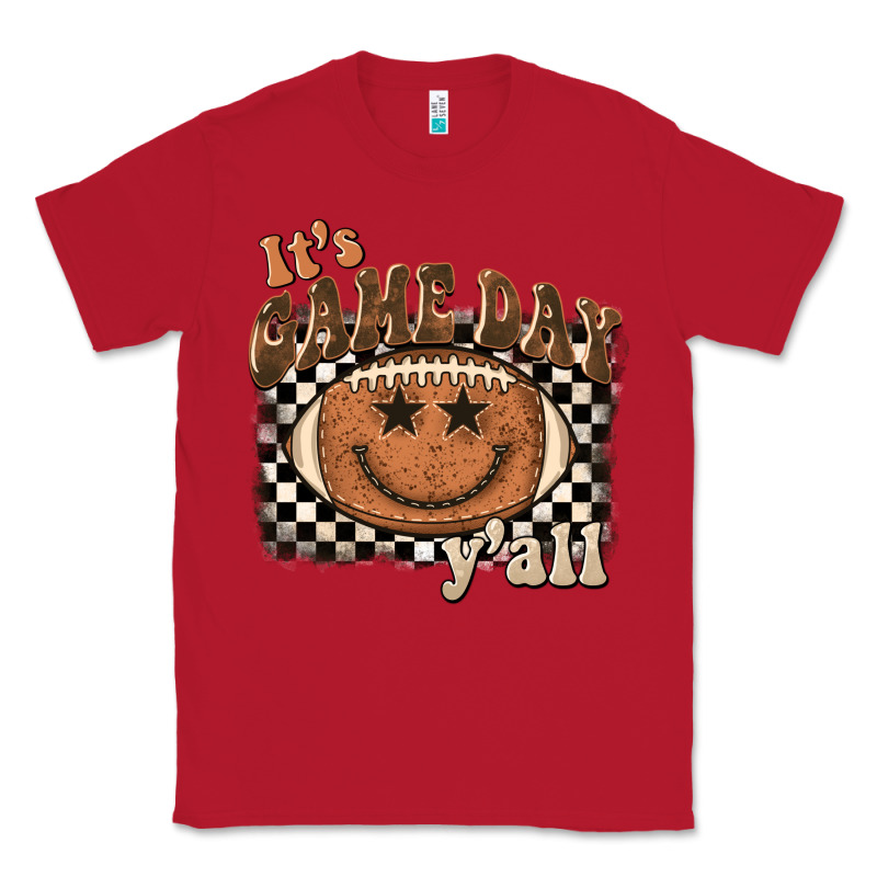 It's Game Day Y'all Football Smiley Face Classic Tee by BarkalooDesign | Teevron