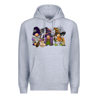 Heather Grey halloween gnomies Premium Hoodie - BarkalooDesign