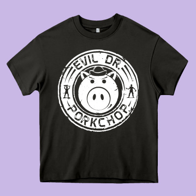 Evil Dr Porkchop Heavy Core Tee Designed By Artisfamous