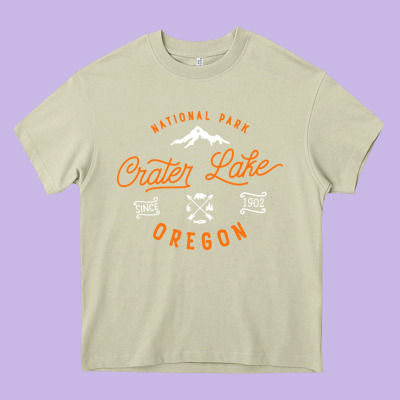 Crater Lake Oregon National Park Vintage Retro Heavy Core Tee Designed By Artisfamous