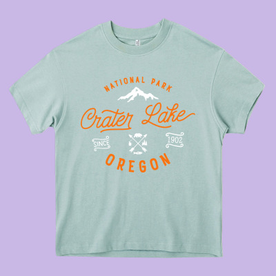 Crater Lake Oregon National Park Vintage Retro Heavy Core Tee Designed By Artisfamous
