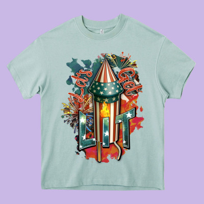 Let's Get Lit Heavy Core Tee Designed By Fadigitalartstudio