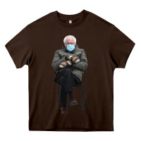 Chocolate Brown bernie sitting in the cold with mittens meme Heavy Core Tee - artisFamous