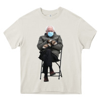 Cream bernie sitting in the cold with mittens meme Heavy Core Tee - artisFamous
