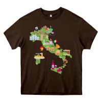Chocolate Brown Italy map Heavy Core Tee - artisFamous