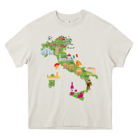 Cream Italy map Heavy Core Tee - artisFamous