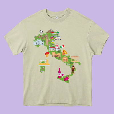 Italy Map Heavy Core Tee Designed By Artisfamous